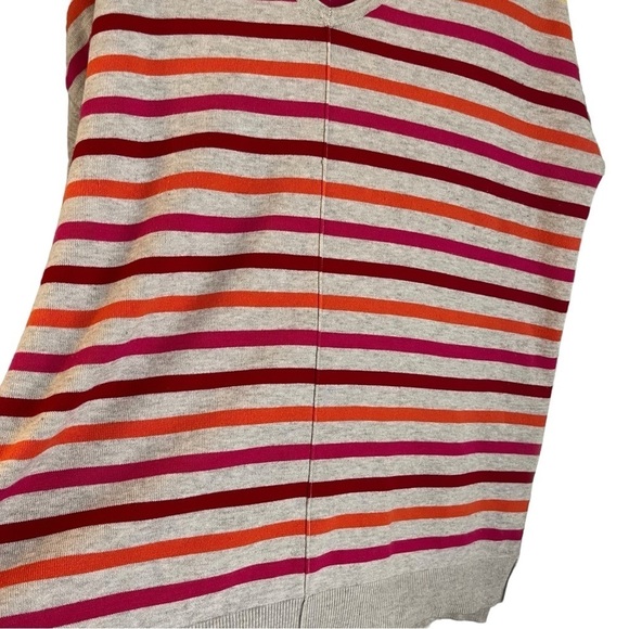Lane Bryant V-Neck Striped Sweater Gray w/Pink,Red,Orange Stripes Sz 14/16 - Picture 5 of 9